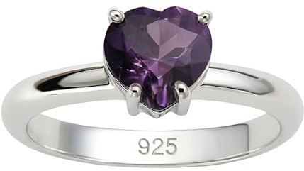 Amethyst Edelstein Herz Sterling Silber Ring
