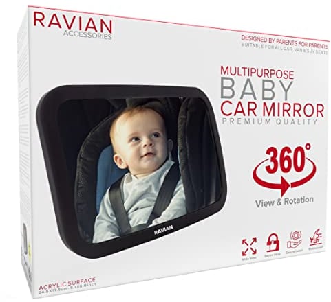 Baby Car Mirror for Back Seat Safest Newborn Essentials with Rear View, Shatterproof, Adjustable to See Rear Facing for Infants, Kids and Pets