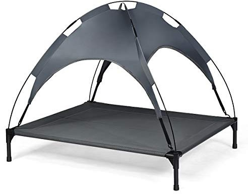 GYMAX Elevated Dog Bed with Removable Canopy, Portable Pet Cot Canopy, Cooling Raised Dogs Cats Bed for Indoor and Outdoor (XL)