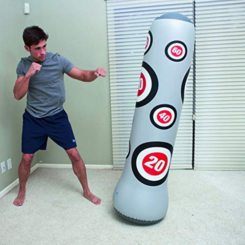 GAOHONGMEI Fitness Épaississement 1,6 Mètres Haut Adulte Enfants Vent Jouet Sac De Sable Gonflable Colonne De Boxe Sac De Sable Tumbler Convient pour La Cour Familiale Gym-Silver White
