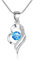 Kamise Collier Femme en Argent fin 925 avec Zircone Cubique Bleu, Pendentif en Forme de Coeur Hypoallergénique, Mariage Anniversaire la Fête des Mères Cadeau pour Femme Fille