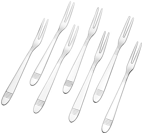 Zerdyne Forchette a due punte in acciaio inossidabile da 12 pezzi, forchette da cocktail da bistrot, forchetta da frutta piccola