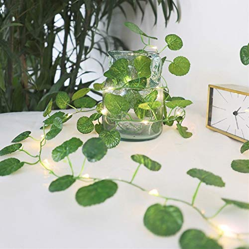 Künstlich Begonie Blätter 20 LED Lichterkette Batteriebetrieben, Künstliche Pflanze Girlande Hängen Reben Urlaub Hochzeit Home Balkon Dekoration Zubehör Wanddekoration (Begonie geht)