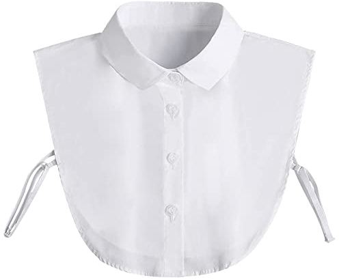 Quesuc Hälfte Shirt Frauen Kragen, Damen Abnehmbare Kragen Fake Bluse Collard Shirt, Bequem, Glatt, Leicht zu Tragen, Geeignet für Büro- / Besprechungsräume Herren Damen (Weißer V-Ausschnitt)