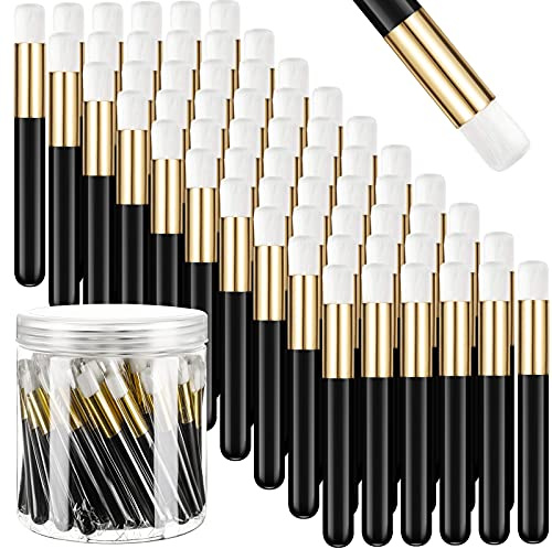 Patelai 60 Pieces Lash Shampoo Brushes with Container, Eyelash Extension Cleansing Brush Nose Pore Cleaning Tool Peel off Blackhead Removing Tool Cosmetic Lash Cleanser Facial Cleansing(Black)