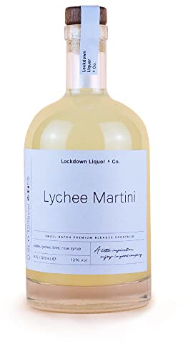 Lockdown Liquor & Co Lychee Martini | Premium Ready to Drink Cocktail | 500ml | 12% ABV | Made with Award-Winning 58 & Co Vodka | Lychee, Lime & Rose | Serve Shaken or Straight