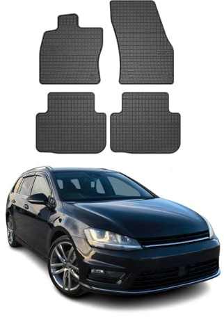OMAC Gummi Fußmatten kompatibel mit VW Golf mk7 Variant 2013-2020 Automatten Gummi Schwarz
