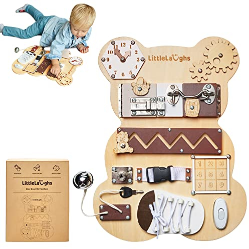 Planche d'Activité Montessori | Tableau Sensoriel Montessori | Busy Board Bois | Tableau Activités Bébé | Panneau Activité Bébé | Planche Montessori 1 an | Pédagogique et Interactif (Version 2)