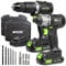 Mylek 20V Cordless Drill and Impact Driver Brushless Combo Set with LED Work Light, 2 x 2000Ah Batteries and Fast Chargers, Forward and Reverse