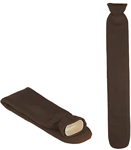 XL Schlauch Wärmflasche - extra Lang, 76 cm - mit weichem Bezug - braun