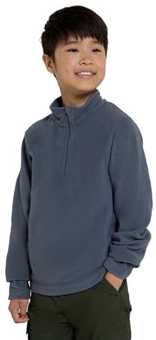 Mountain Warehouse Camber II Kids Half-Zip Fleece - Lightweight & Breathable Microfleece Sweatshirt, Boys & Girls - Spring Summer, Outdoors, Travelling & Hiking Grey Kids Size 2-3 Years