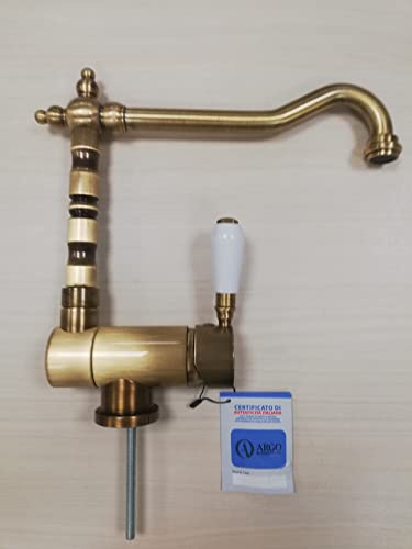 2471P/10U - Miscelatore cucina sottofinestra, lavello angolo canna antica pieghevole, Old england, finitura vecchio bronzo, made in italy