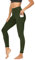 DDOBB Sport Leggings Damen High Waist Mit Taschen Bauchweg Sportleggins Gym Sporthose Leggins Blickdichte Lang Po Push Up Laufhose Yoga Hosen(Normal-Armeegrün,S)