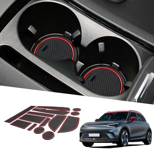 BIXUAN Smart1 kompatibel mit Mercedes Benz Smart 1 2023 2024 2025 Antirutschmatten Mittelkonsole Armlehne Gummimatten Smart #1 EV Electric Getränkehalter Matte rutschfeste Türnaht Matten 15 Stück Rot