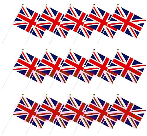 15 pezzi Union Jack, mini bandiere sventolanti, bandierine decorative per feste, souvenir dell'incoronazione di re Carlo III, adatte per celebrare celebrazioni reali, eventi sportivi (14 * 21 cm)