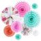 EASY JOY 10Pcs Paper Flowers Decoration for Tea Party Spring Summer Flowers Hanging Paper Fans Mothers Day Decorations Vintage Afternoon Tea Party Supplies