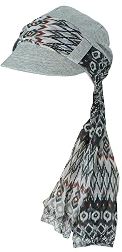 Ever Fairy Newsboy Cap für Frauen Chemo-Kopfbedeckung mit Schals Geschenke Haarausfall (Grau)