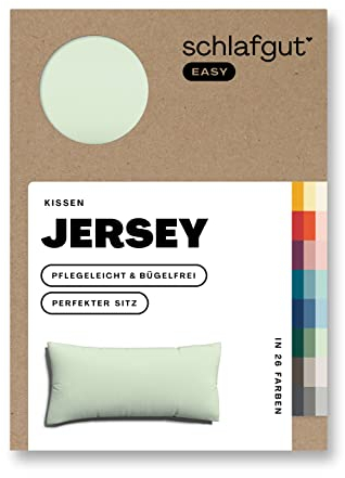 Schlafgut Easy Jersey Kissenbezug 40x80 cm Green Light mit 100% Baumwolle, superweicher & atmungsaktiver Kopfkissenbezug