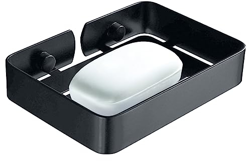 HONPHIER Porte Savon pour Douche Barre De Douc 304 Porte-Savon en Acier Inoxydable Savon Saver Plateau Éponge Murale Titulaire (Noir)