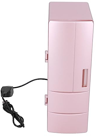 Fdit Mini-Kühlschrank, Kleine USB-Kosmetik, Tragbar, Roségold, Gekühlter Mini-Kühlschrank, Kühler, Kühlbox, Wärmer, Kompakte Kühlschränke