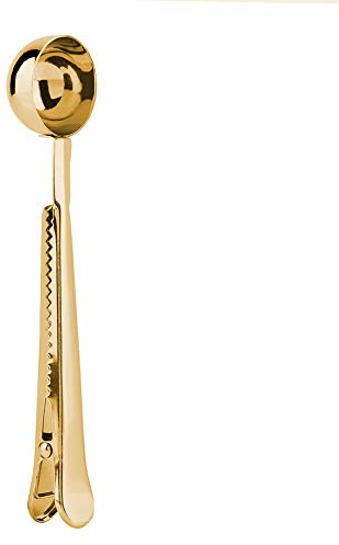 Coffee Bags Brass Coffee Scoop Clip 18×4×3 2 in Multifunctional Coffee Spoon Stainless Steel Scoop with Sealing Clamp Clip