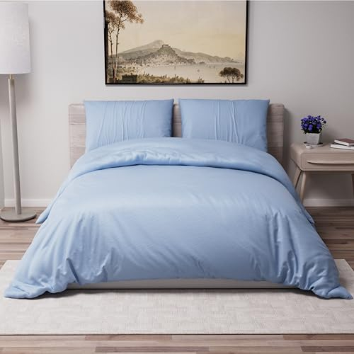 Dreamzie - Bettwäsche Set 200x200 cm mit 2 Kissenbezügen 80x80 cm Blau - Bettbezug 200x200 Erwachsene aus 100% Mikrofaser - Zertifiziert ohne Chemikalien (Oeko TEX)