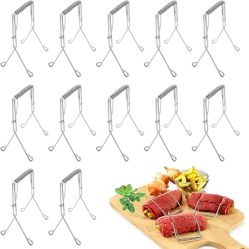 mizikuu 12 pièces anneaux de roulade, roulette en acier inoxydable aiguilles à rouladen Wiederverwendbar pour parfaite aux aiguilles de rouchargement ou aux brochettes de roulades