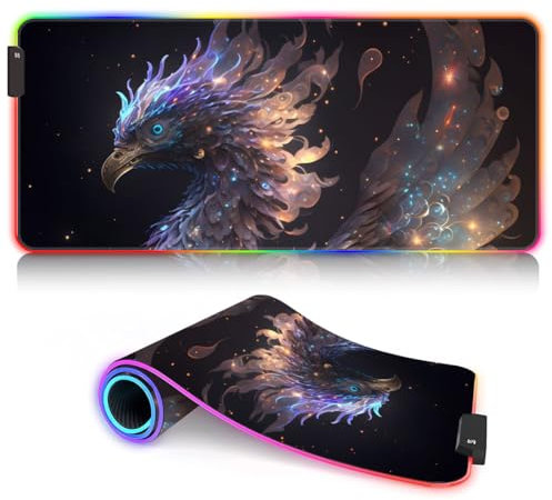 Magic Griffin Grand Tapis Souris LED Personnalisé RGB XXL avec 14 Modes d'Éclairage pour Joueurs - 40 x 90 cm