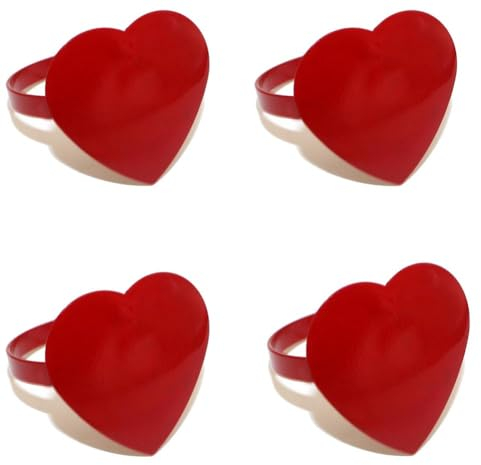 Herz Serviettenringe Set von 4 roten Liebesherzen Serviettenringe Valentinstag Hochzeit Geburtstag Party Erntedankfest Weihnachten Esstisch Dekoration (Herz Serviettenringe)