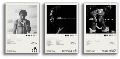 TOBIANG Lil Tjay Musikalbum Cover signiert limitierte Leinwand Poster (Set mit 3 Stück), ungerahmt: 20 x 30 cm