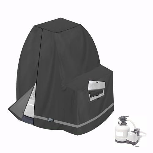 XCZ Sand Filter Pump Cover for 12-16INTEX Crystal Clear Sand Filter Pumps, Waterproof and UV Resistant, Above-Ground Pool Pump Cover Also Available with its Model ，Black only Cove