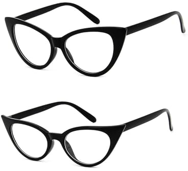 NYGGTYK 1 Stück große Cat-Eye-Brille und 1 Stück kleine Cat-Eye-Brille, personalisierte Damen-Partyspiegel, Brillen-Karneval-Retro, Damen-Deko-Brille