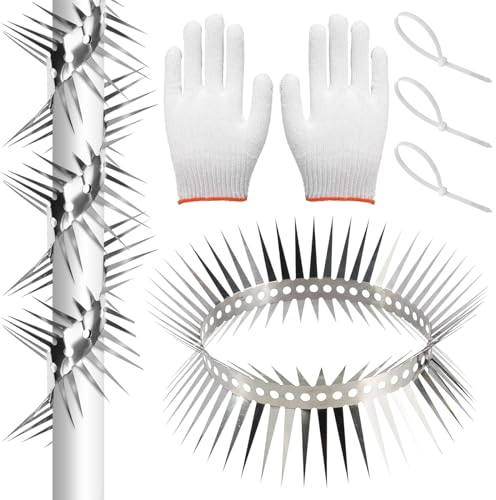 Marderschutz Fallrohr 100CM Marderabwehr Fallrohr Edelstahl mit Handschuhe und Umreifungsband, Marderabwehrgürtel, Katzenabwehrgürtel Kann Geschnitten Werden,Waschbär Abwehr für Haus, Dachrinne, Baum