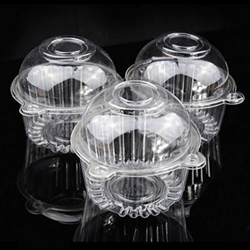 100pcs Clear Plastic Single Cupcake Cake Case Muffin Dome Holder Box Cookie Cutter