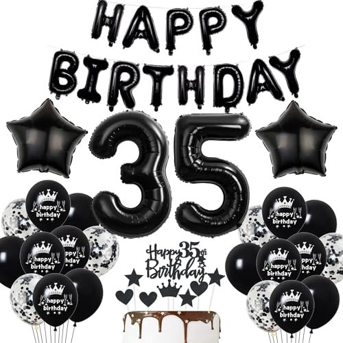 Deko 35. Geburtstag Mann Schwarz Tortendeko 35 Geburtstag Frau Luftballons 35. Schwarz Party Ballons 35 Dekoration Geburtstagsdeko 35 Jahre Mann Deko Schwarze
