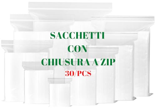 Bustine trasparenti richiudibili | buste trasparenti con chiusura | sacchetti plastica richiudibili resistenti con chiusura a zip grandi e piccoli per imballaggi spedizioni e milleusi (30, 40x60 CM)