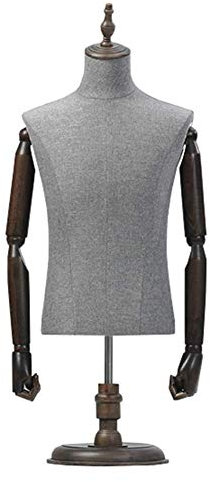 Schneiderpuppen-Schaufensterpuppen-Torso-Schaufensterpuppenständer, Tisch-Schaufensterpuppe Für Männer, Ausstellungsständer Für Erwachsene Männer Für T-Shirts, Tresen, Fenster Und Nähen, Grau (Mit AR