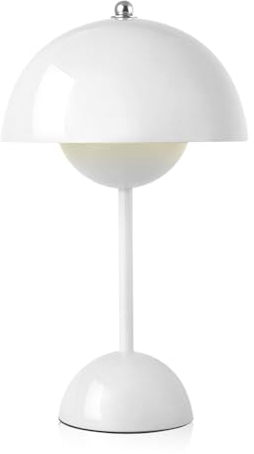 FOGARI Tischlampe Dimmbar, Flowerpot Lampe,Pilz Lampe Wireless- led lampe dimmbar tischlampe,3 einstellbare Lichtfarben,Wiederaufladbarer interner Akku mit USB-Ladekabel, [Energieklasse A+] (Weiß)