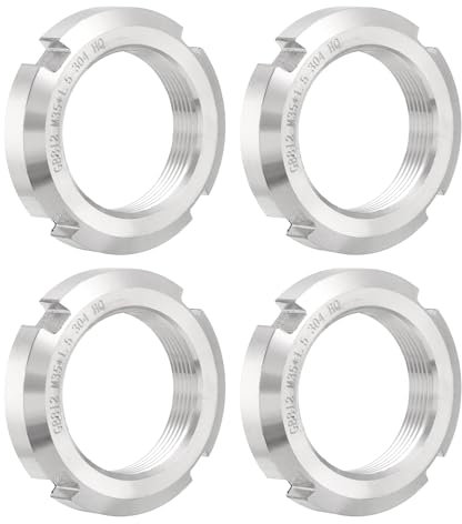 QUARKZMAN M35 x 1.5mm - 4pz Fissaggio Dadi Tondi Scanalati Quattro Scanalature - Dado Bloccaggio Tondo Acciaio Inossidabile 304 per Vari Cuscinetti Volventi, Settore Industriale, Argento
