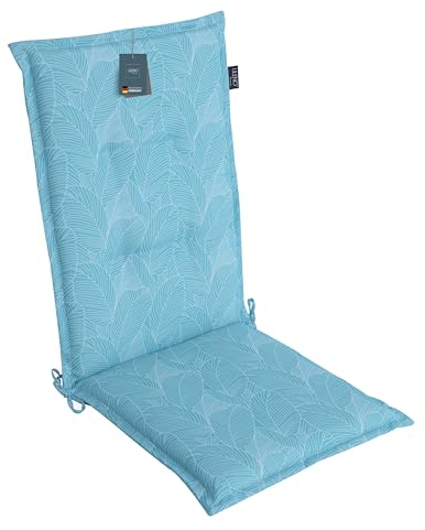 LILENO HOME Gartenstuhl Auflagen als [1er Set - Hochlehner] in Blätter Aqua - Bequeme Liegen als Sitzauflagen für Gartenmöbel - Stuhlkissen für Gartenstühle und Klappstühle