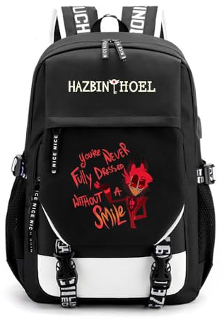 LKY STAR Hazbin Hotel Merch Leichtgewichtig Rucksack Canvas Schultasche Laptop Schultasche Freizeitrucksack for Mädchen Damen