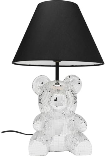 Kare Design Tischlampe Bear Disco, Bär, 40cm Höhe, Schwarz, Silber, Kunsthartz, Moderne Tischleuchte, Tierdesign, Schlafzimmer, Wohnzimmer, keine Leuchtmittel inklusive, 40x26x26 cm (HxBxT)