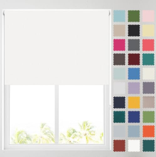 Barnes Blinds - Blackout Roller Blinds for Windows, Custom Cut to Size - Black Out Thermal Fabric Durable Fittings Easy Fit - Roller Blind (White 122cm)