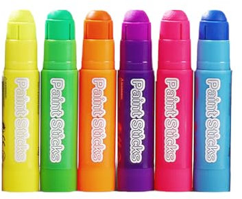 AMFUN Bâtons de Peinture pour Enfants, 6 Couleurs Stick Solide, Gouache en Stick, Séchage Rapide, Kids Art Kit pour Papier
