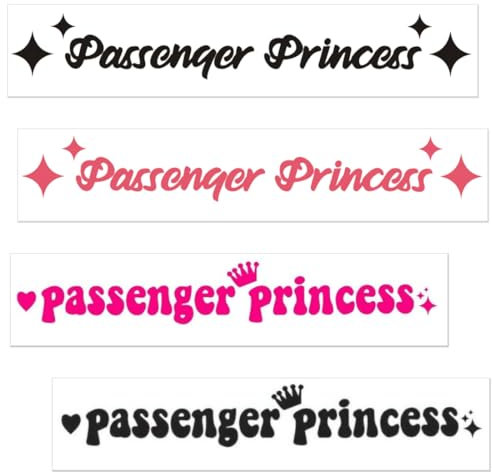 JEYORZY 4x Beifahrerprinzessin Aufkleber, Passenger Princess Sticker, New Star Princess Car Mirror Sticker für Autofenster und Autodekoration, Auto Spiegel Aufkleber, Autozubehör für Frauen