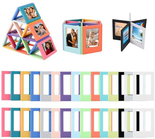 Gugxiom 3 Inch Magnetic Photo Frame, Pack of 34, Creative Colorful Picture Frame Set, magnet bilderrahmen Kühlschrank, Foto Display für Home Office (Farbe 34 Pcs)