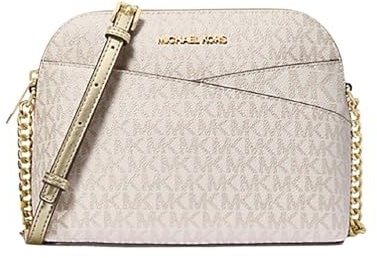 Michael Kors Jet Set Travel Medium Dome Crossbody Bag Pale Gold PVC, Blassgoldfarbenes PVC, Small