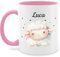 Tasse Tassen 325ml - Süßes Schaf mit Name I Geschenk Ideen Schafmotiv Geschenk für Kinder Lamm I Sheep - 325 ml - Rosa - schafe schäfchen schafen personalisiertes geschenke