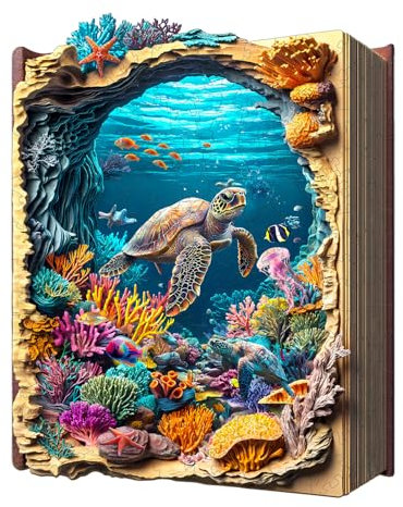 Holzpuzzle Erwachsene, Schildkröten in Sea World Holzpuzzle, Unregelmäßige Einzigartige Form Puzzleteile, Geschenkverpackung, Geburtstagsgeschenk für Erwachsene und Kinder(L-34 * 26.8cm-275 Stück)