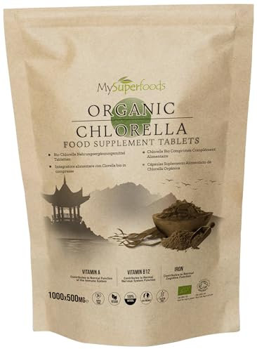 Chlorella Tablets | Organic | 5000mg per Serving | 1000 Tablets | Cracked Cell Wall | Energy & Natural Detox | High in Vitamin A & B12 | Source of Iron | MySuperfoods